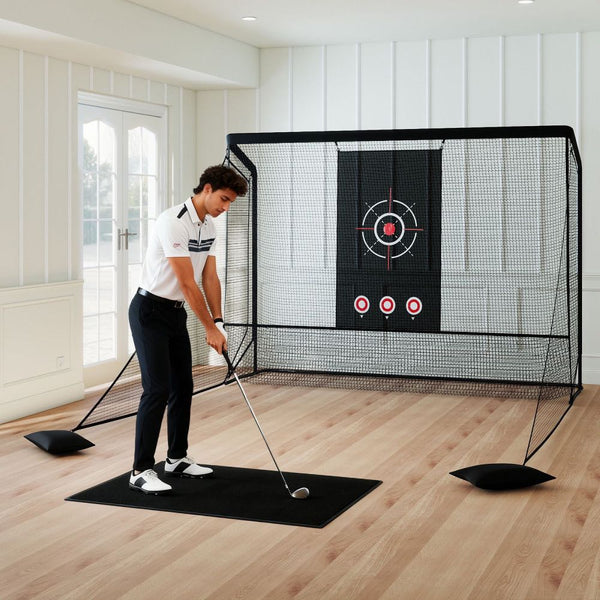 Golf Practice Net with Dual Side Barriers & Target