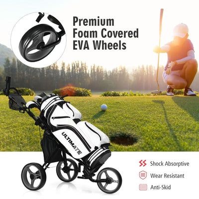 Golf Push Cart with Folding Seat and Swivel Front Wheel