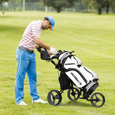 Golf Push Cart with Folding Seat and Swivel Front Wheel