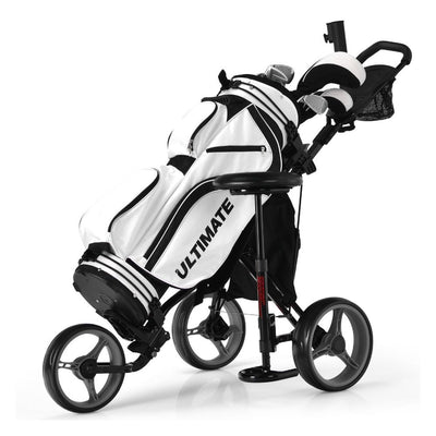 Golf Push Cart with Folding Seat and Swivel Front Wheel