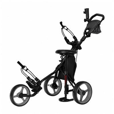 Golf Push Cart with Folding Seat and Swivel Front Wheel