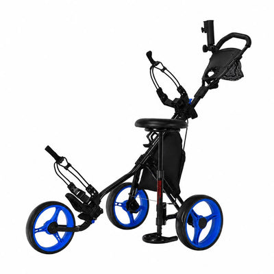 Golf Push Cart with Folding Seat and Swivel Front Wheel