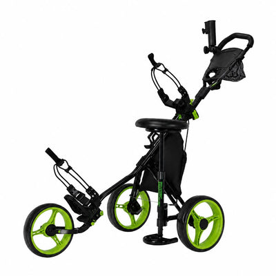 Golf Push Cart with Folding Seat and Swivel Front Wheel