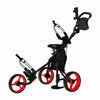 Golf Push Cart with Folding Seat and Swivel Front Wheel