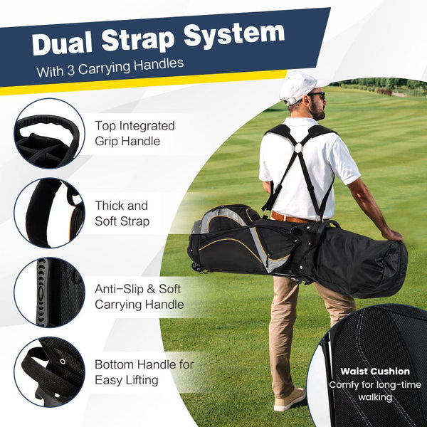 Golf Stand Bag with 8-Way Divider & Cooler Pocket