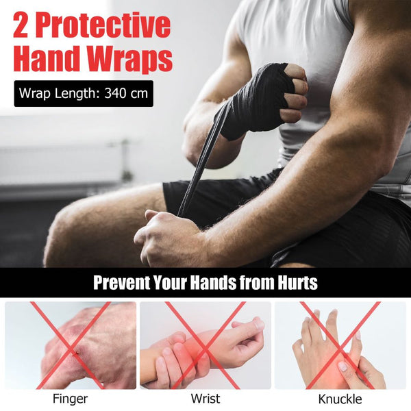 Heavy Hanging Punching Bag Set with 12oz Boxing Gloves & Hand Wraps