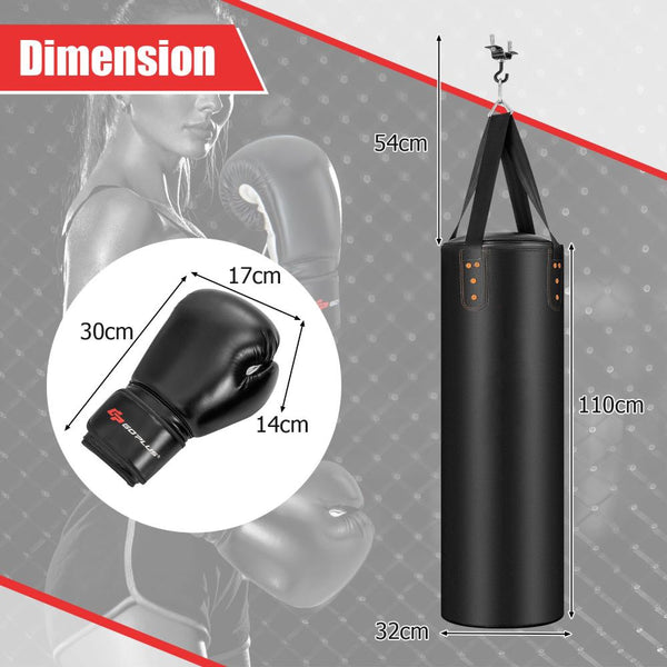 Heavy Hanging Punching Bag Set with 12oz Boxing Gloves & Hand Wraps
