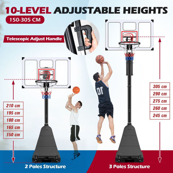 Height-Adjustable Basketball Hoop System with Training Rebounder