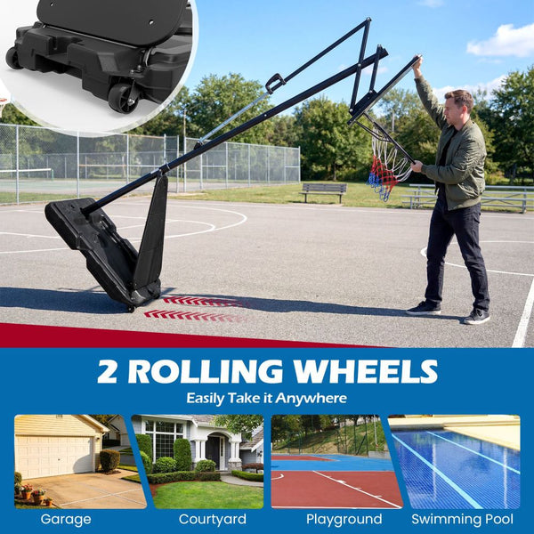 Height-Adjustable Basketball Hoop System with Training Rebounder