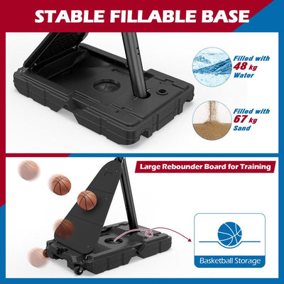 Height-Adjustable Basketball Hoop System with Training Rebounder