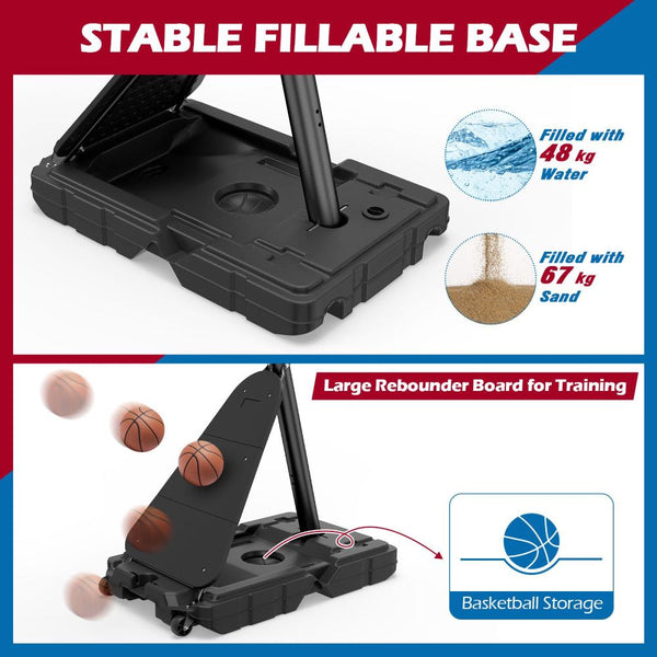 Height-Adjustable Basketball Hoop System with Training Rebounder
