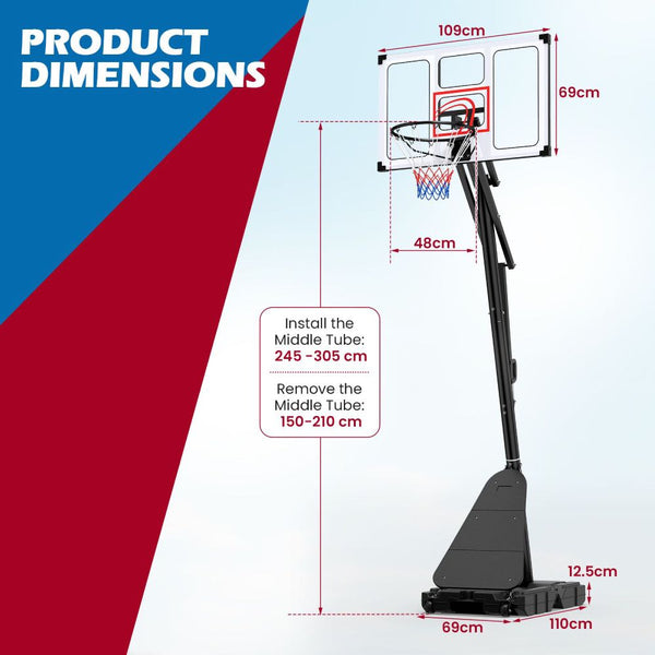 Height-Adjustable Basketball Hoop System with Training Rebounder