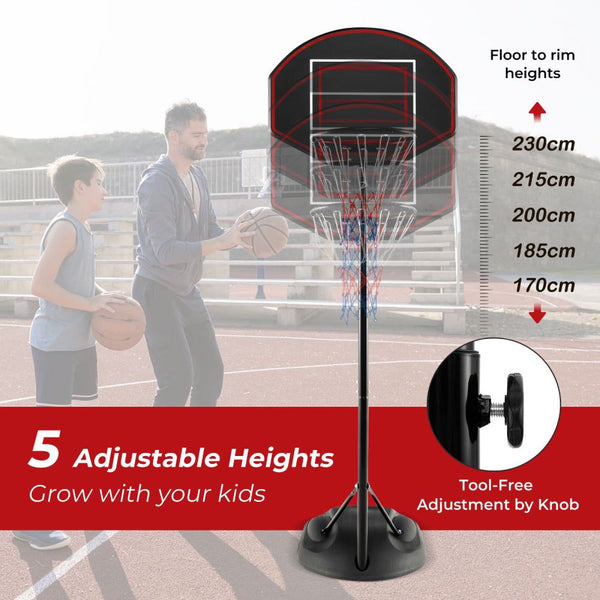 Height-Adjustable Portable Basketball Hoop System