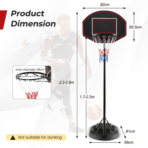 Height-Adjustable Portable Basketball Hoop System