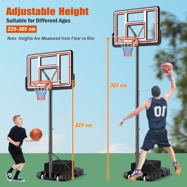 Height-Adjustable Portable Basketball Hoop with Crank Lift System