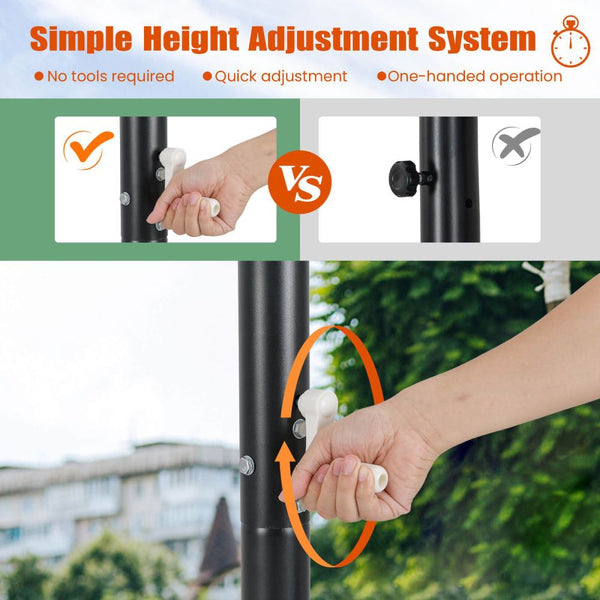 Height-Adjustable Portable Basketball Hoop with Crank Lift System