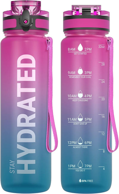 Hydro Sports Motivational Leak-Proof Water Bottle with Measurements & Timings inAurora Borealis - 1000ml