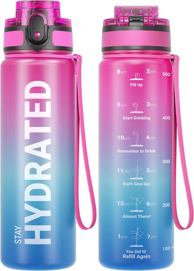 Hydro Sports Motivational Leak-Proof Water Bottle with Measurements & Timings inAurora Borealis - 500ml