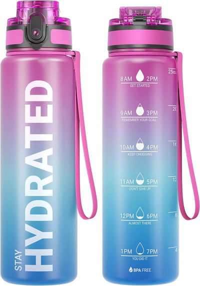 Hydro Sports Motivational Leak-Proof Water Bottle with Measurements & Timings inAurora Borealis - 750ml