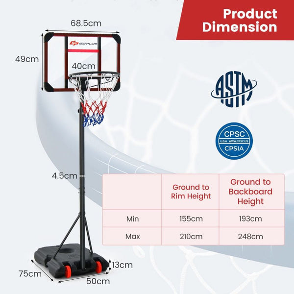 Junior Basketball Hoop with 5 Adjustable Height Settings