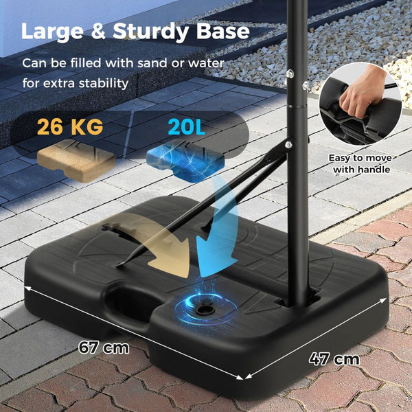 Junior Basketball Hoop with Adjustable Height & Fillable Base