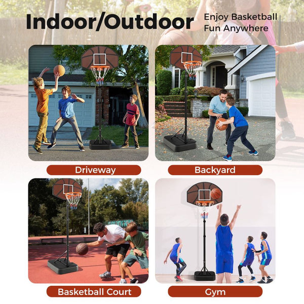 Junior Basketball Hoop with Adjustable Height & Fillable Base