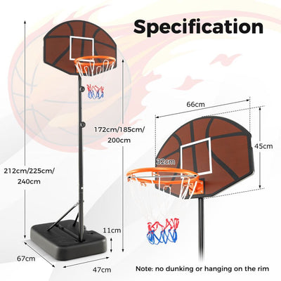 Junior Basketball Hoop with Adjustable Height & Fillable Base