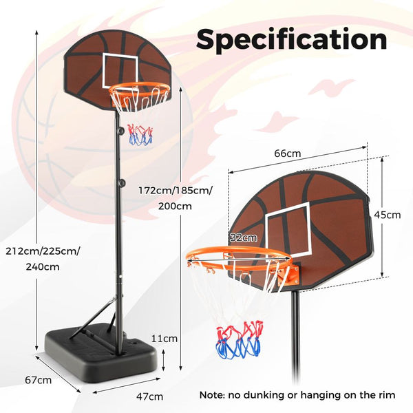 Junior Basketball Hoop with Adjustable Height & Fillable Base