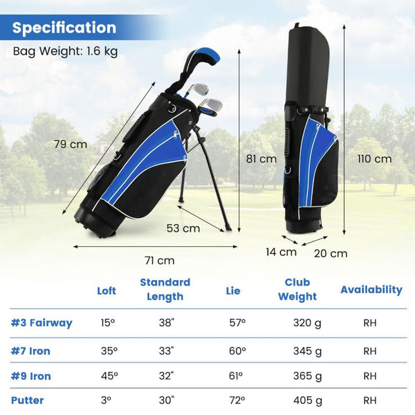 Junior Golf Club Set with Stand Bag for Ages 11–13 Years