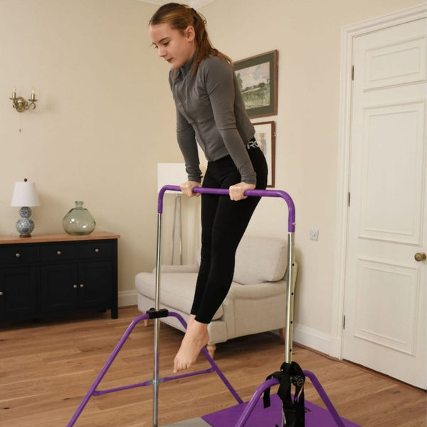 Kids' Folding Gymnastics Training Bar with Gymnastics Rings