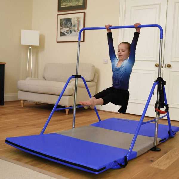Kids' Folding Gymnastics Training Bar with Gymnastics Rings