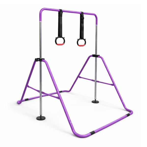 Kids' Folding Gymnastics Training Bar with Gymnastics Rings