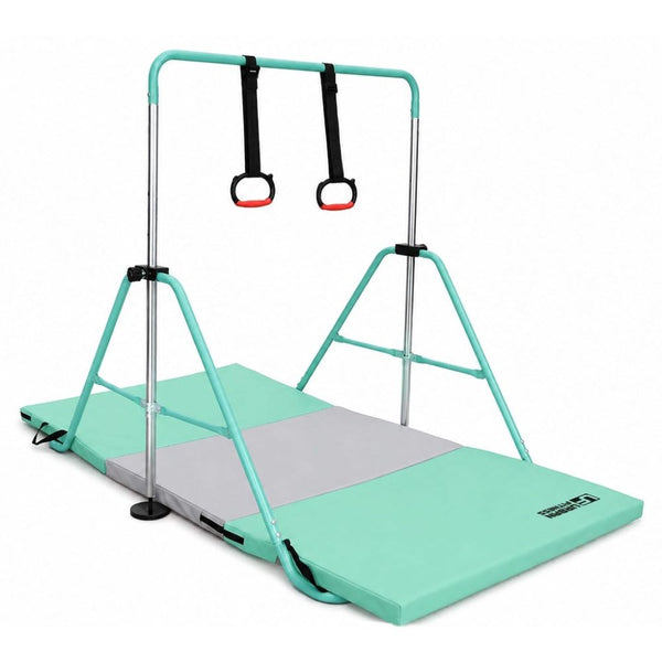 Kids' Folding Gymnastics Training Bar with Gymnastics Rings