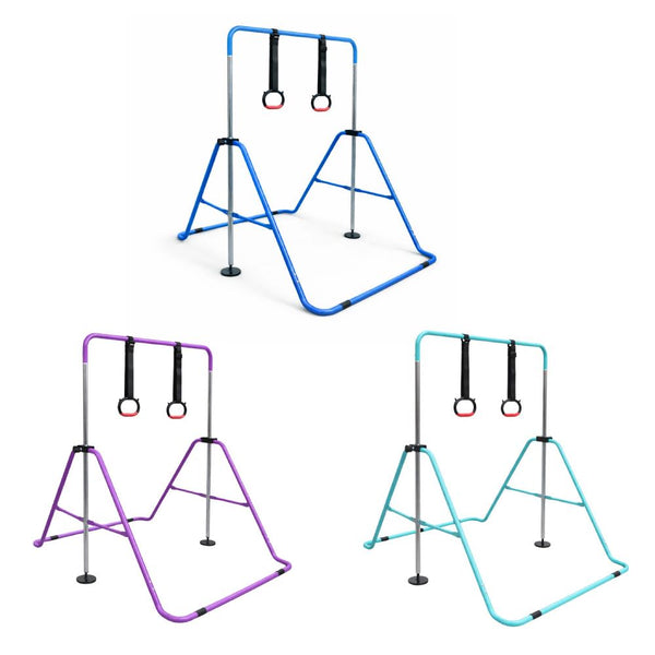Kids' Folding Gymnastics Training Bar with Gymnastics Rings