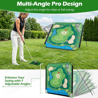 Kids Golf Chipping Game Set with 71" Target & Adjustable Clubs