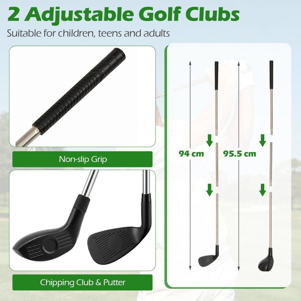 Kids Golf Chipping Game Set with 71" Target & Adjustable Clubs