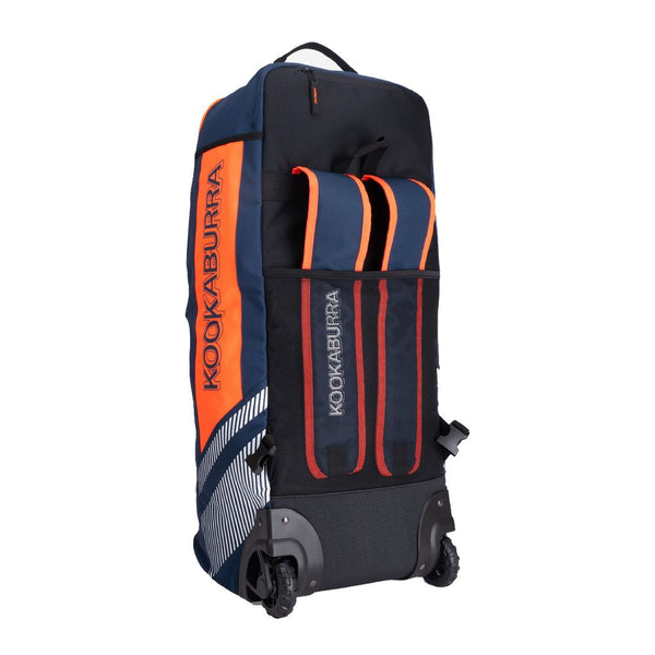 Kookaburra WD6000 Junior Wheelie Duffle Cricket Bag – Hybrid Carry & Roll Design – Navy/Orange