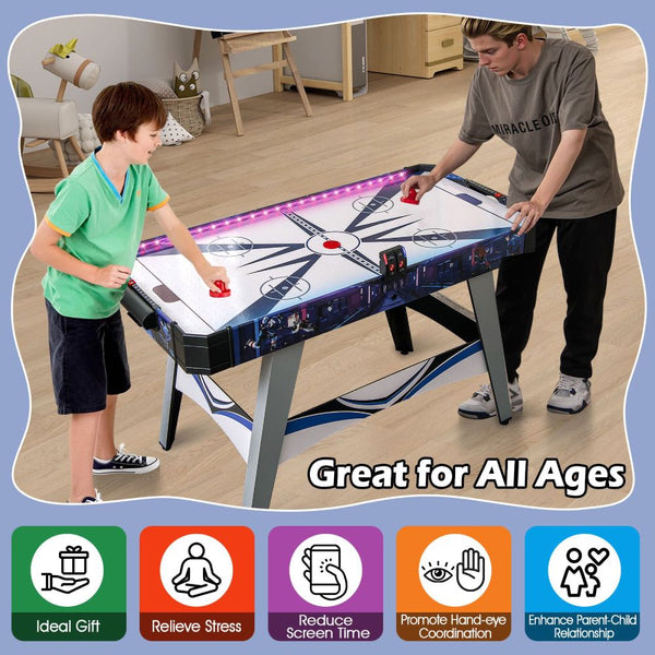 LED Air Hockey Games Table with Electronic Scoring