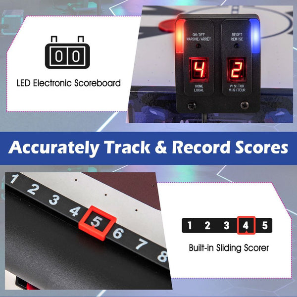 LED Air Hockey Games Table with Electronic Scoring