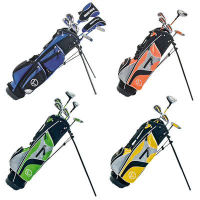 Longridge Junior Golf Clubs with Bag Stand Available in 4 Different Colours: Yellow, Orange, Green, and Blue