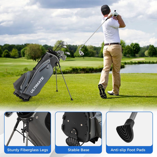 Men's Right-Handed Golf Club Set with 460CC Driver & Stand Bag