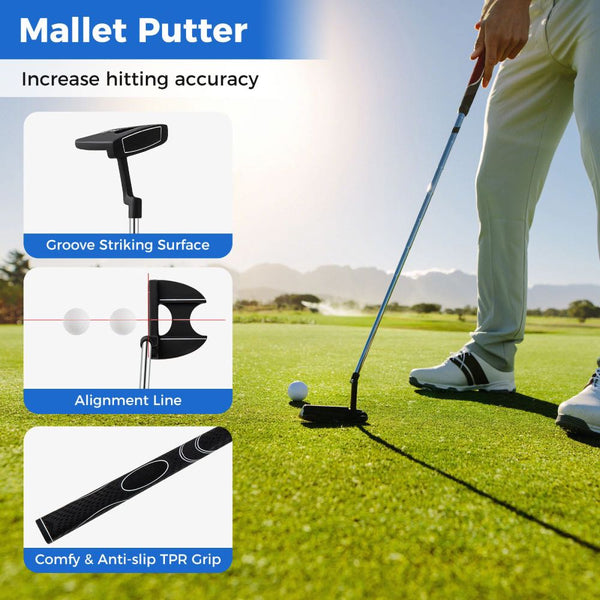 Men's Right-Handed Golf Club Set with 460CC Driver & Stand Bag