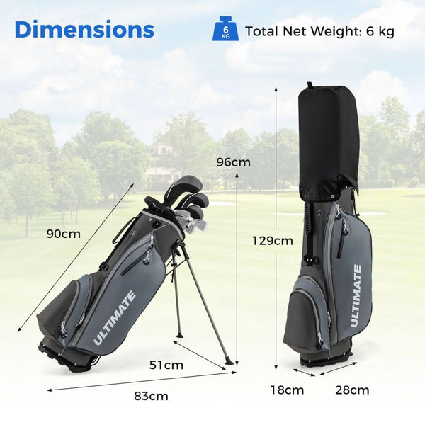 Men's Right-Handed Golf Club Set with 460CC Driver & Stand Bag