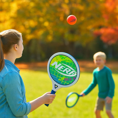 Kids Tennis Set with 2 x NERF Rackets and Large Soft Ball