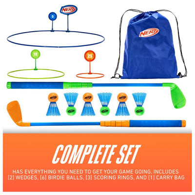 Nerf Birdie Shot Adjustable Kids Golf Game Set with Targets & Carry Bag