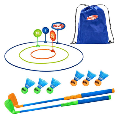 Nerf Birdie Shot Adjustable Kids Golf Game Set with Targets & Carry Bag