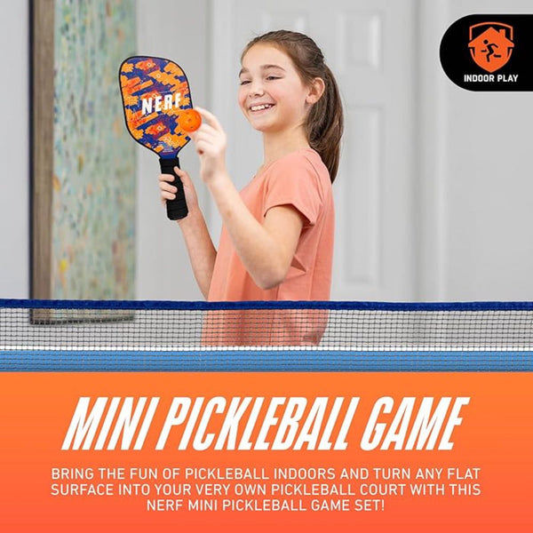 Nerf Tabletop 2-Player Mini Pickleball Set with Retractable Net