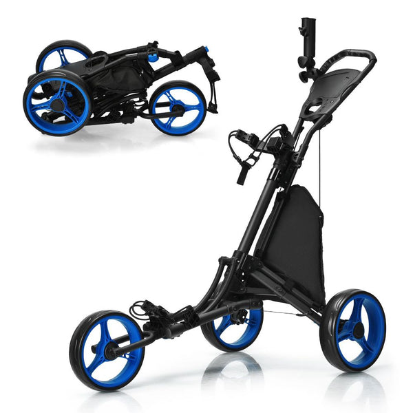 One-Click Folding 3-Wheel Golf Trolley with Insulated Storage Bag