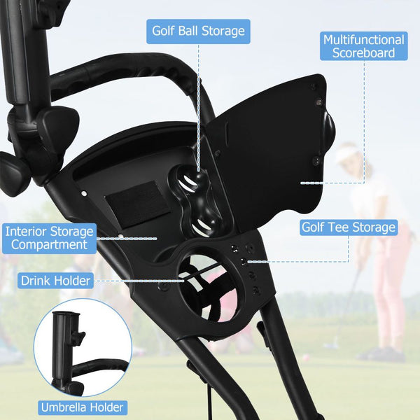One-Click Folding 3-Wheel Golf Trolley with Insulated Storage Bag