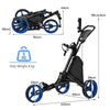 One-Click Folding 3-Wheel Golf Trolley with Insulated Storage Bag